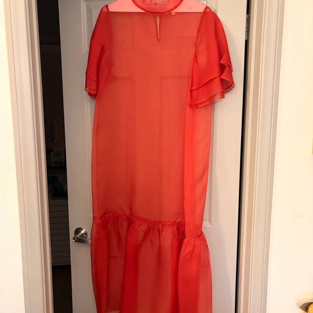 Kamperett Barre Silk Dress – Rust / Terracotta — Medium - Picture 2 of 7